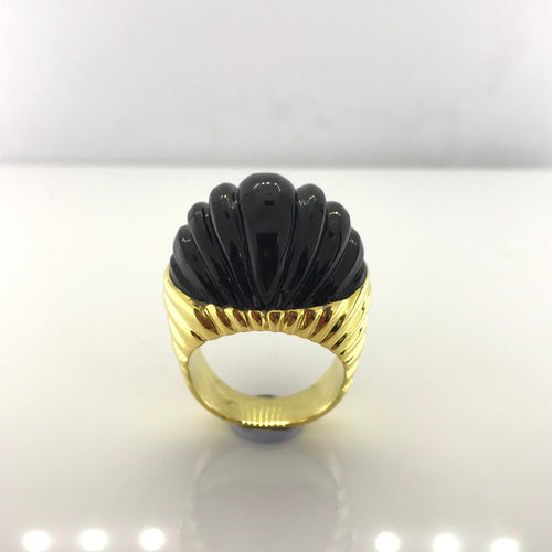 Gold Plate Sterling Silver Onyx Ring