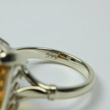9ct White Gold Yellow Citrine Ring
