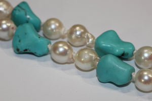 Natural Turquoise and Pearl Necklace