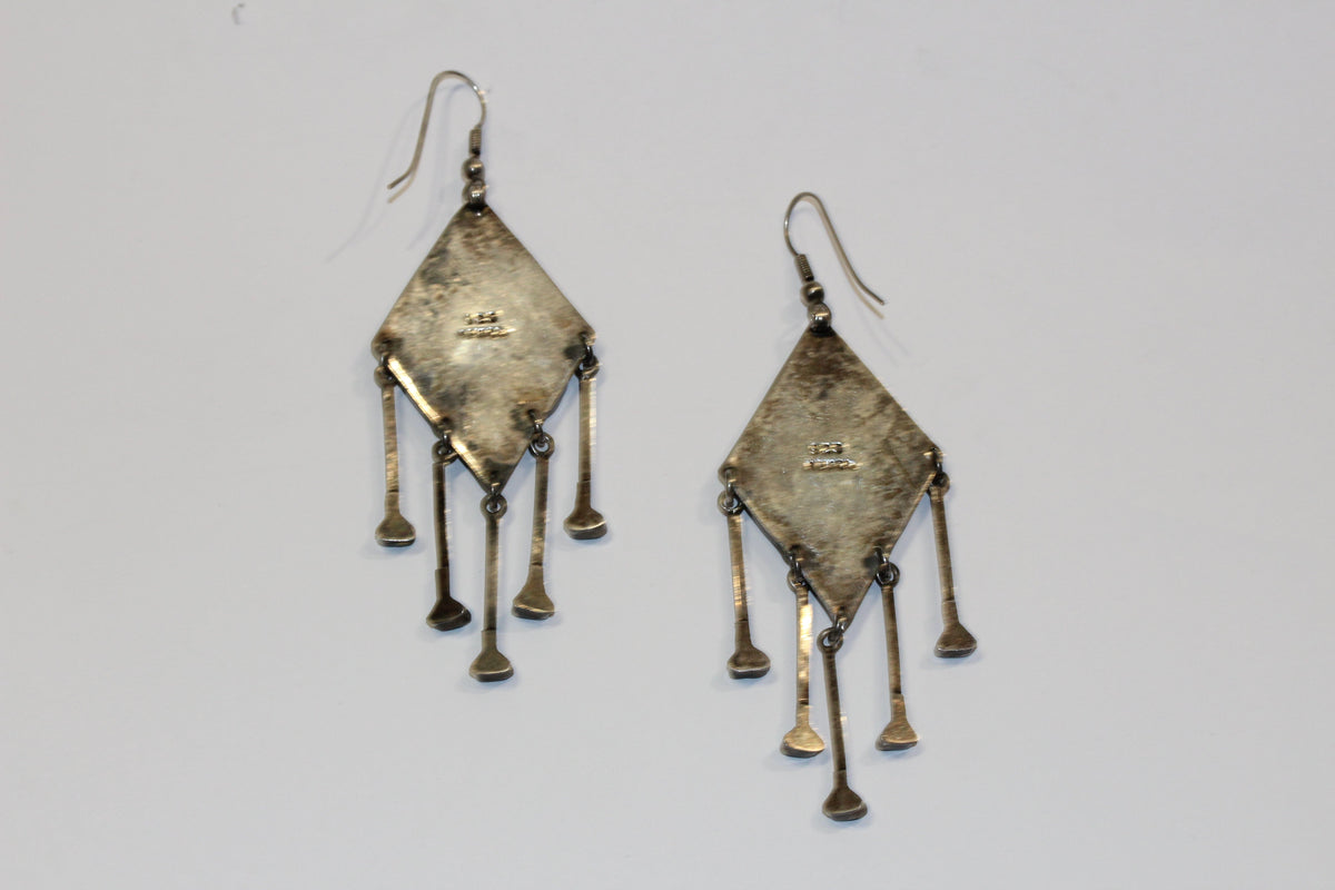 Antique Sterling Silver Zuni Turquoise Earrings