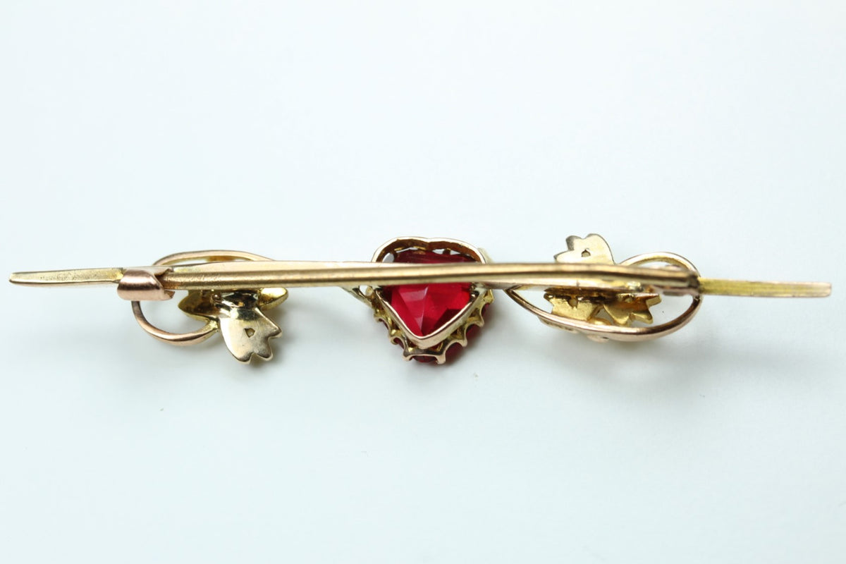Tourmaline and Pearl Bar Brooch