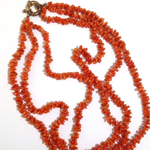 Vintage Natural Momo Coral Graduated Multi-Strand Necklace