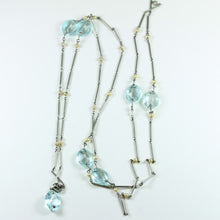 Antique Aquamarine Paste and Faux Seed Pearl Necklace