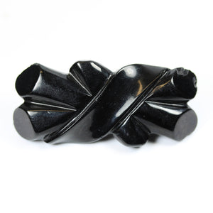 Victorian Black Mourning Whitby Jet Brooch