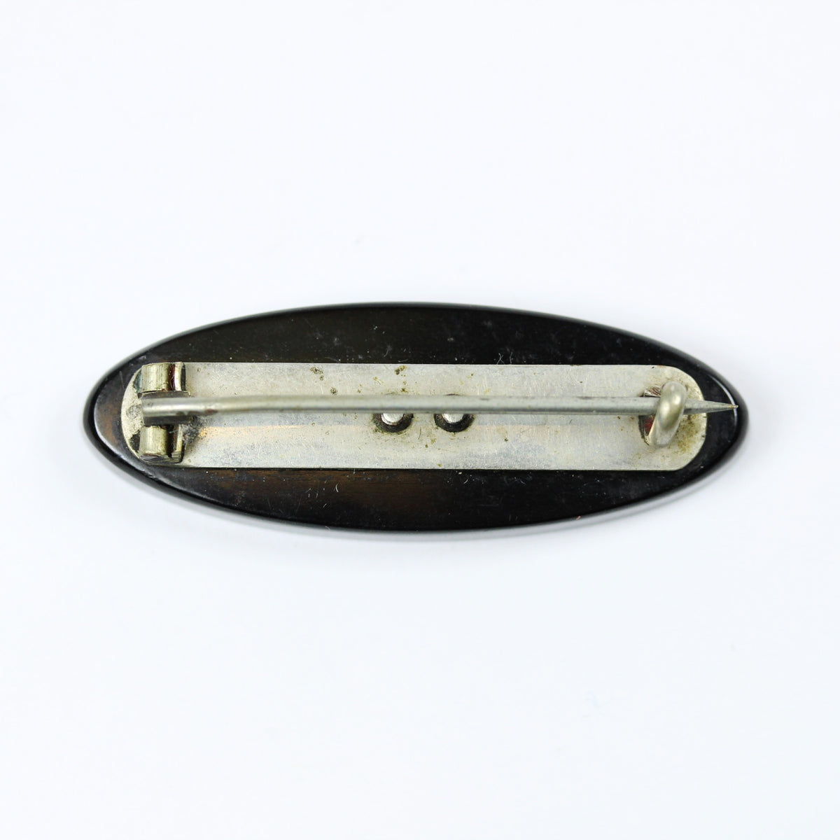 Small Victorian Whitby Jet Mourning Seed Pearl Brooch