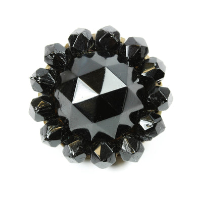 Victorian Black Multi Faceted Dome Whitby Jet Brooch