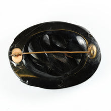 Antique Engraved Whitby Jet Brooch