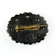 Victorian Black Floral Whitby Jet Brooch