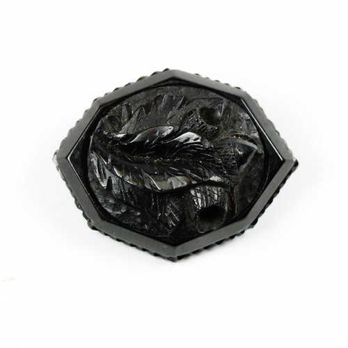 Victorian Whitby Jet Mourning Brooch