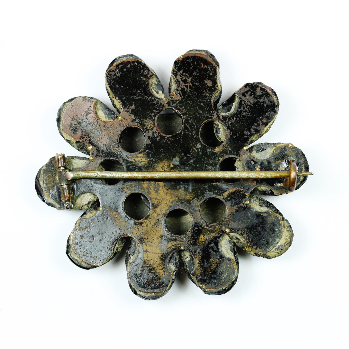 Victorian Black Multi Faceted Dome Vauxhall Glass Brooch