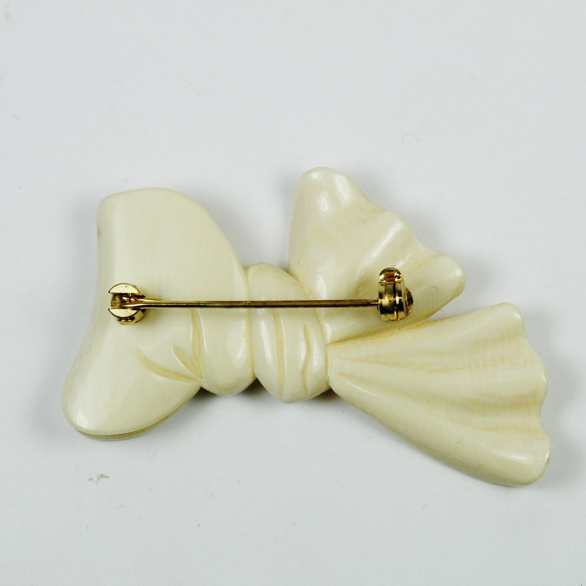 Hand Carved Antique Ivory Neck Scarf Brooch