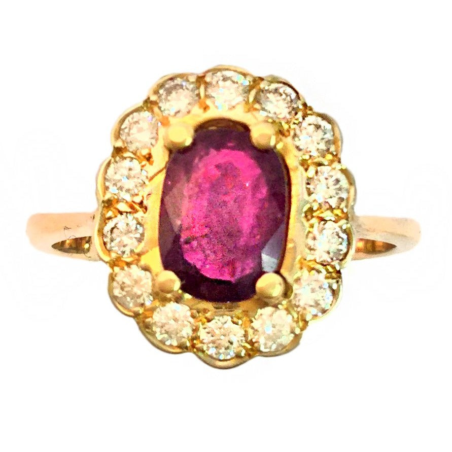 Antique 18ct Yellow Gold Ruby and Diamond Ring