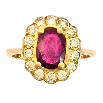 Antique 18ct Yellow Gold Ruby and Diamond Ring