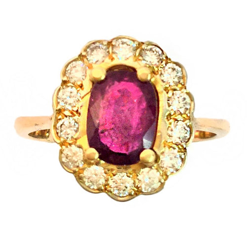 Antique 18ct Yellow Gold Ruby and Diamond Ring