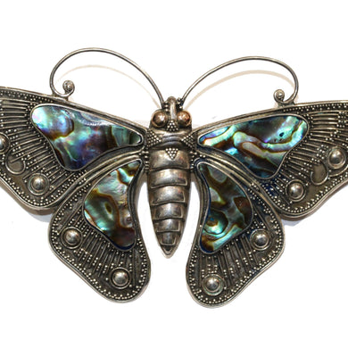 Sterling Silver Paua Shell Butterfly Brooch