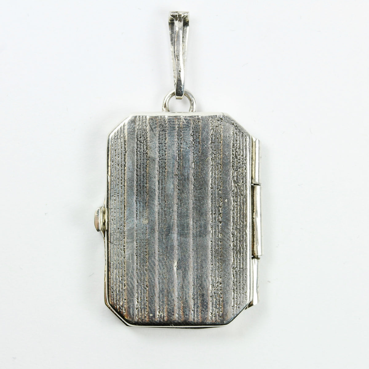 Sterling Silver Stripe Rectangle Locket