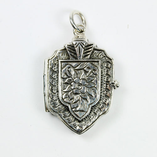 Sterling Silver Carved Floral Locket