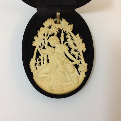 Hand Carved Antique Ivory Grecian Pendant