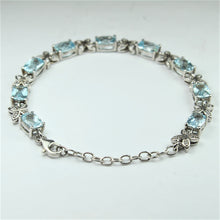 Sterling Silver Aquamarine and Cubic Zirconia Bracelet