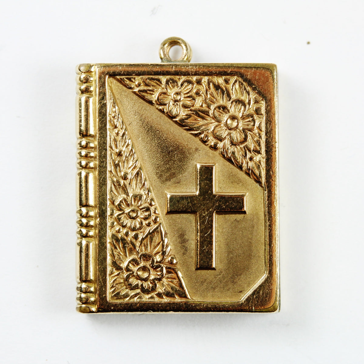 Antique 9ct Yellow Gold Engraved Bible Locket