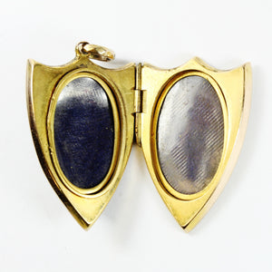 Antique 10ct Yellow Gold Scottish Bloodstone Shield Locket