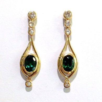 Tsavorite Garnet and Diamond Drop Earrings