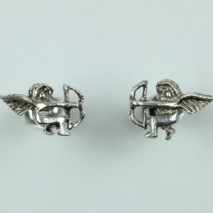 Sterling Silver Stud Cherubs With Bow And Arrow Earrings
