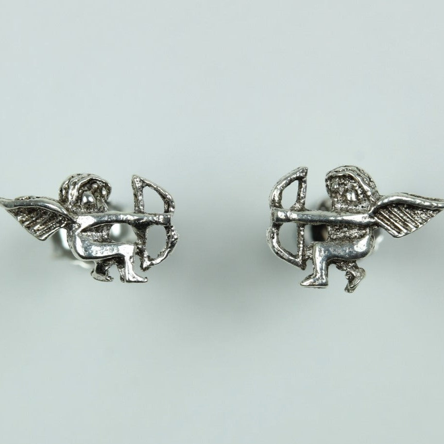Sterling Silver Stud Cherubs With Bow And Arrow Earrings