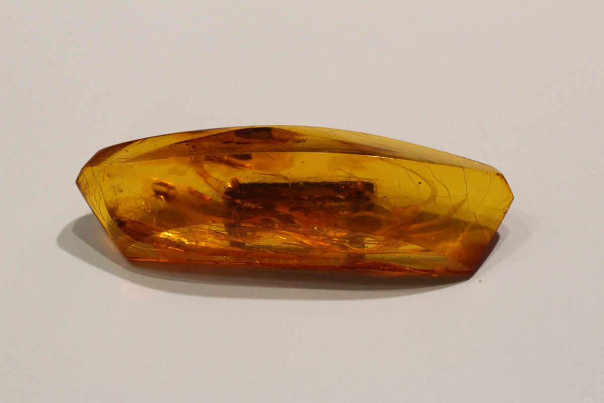 Vintage Carved Baltic Amber Brass Brooch