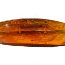 Vintage Carved Baltic Amber Brass Brooch