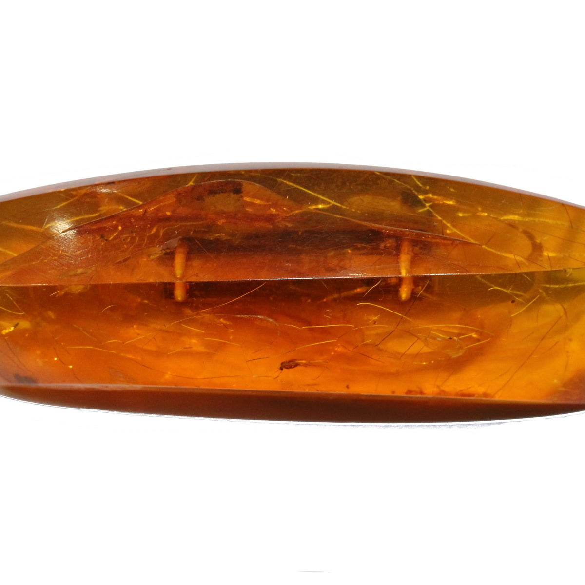 Vintage Carved Baltic Amber Brass Brooch