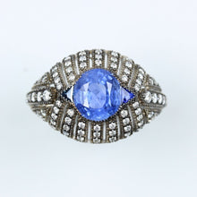 9ct White Gold Ceylon Sapphire and Diamond Dress Ring