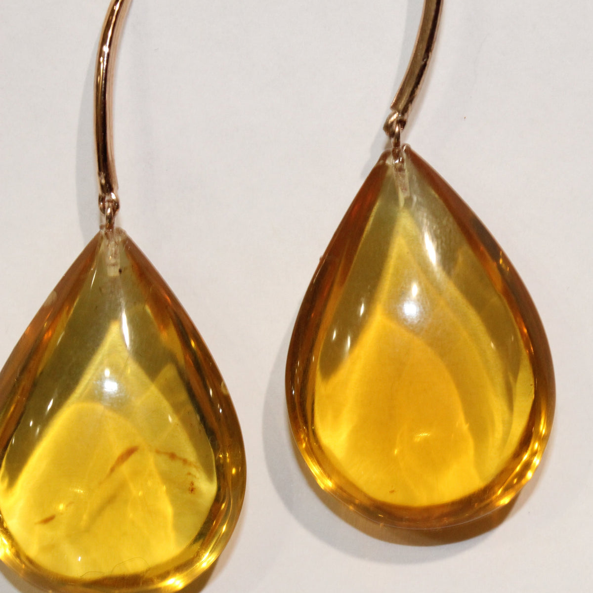 9ct Yellow Gold Honey Baltic Amber Drop Earrings