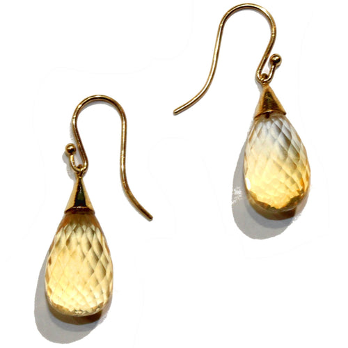 9ct Yellow Gold Natural Lemon Citrine Drop Earrings