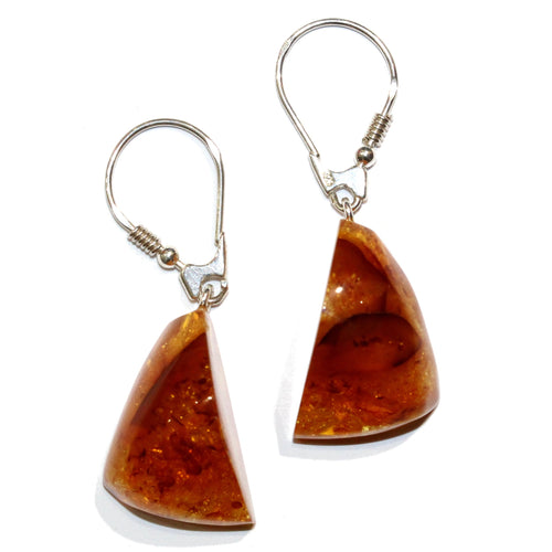 Sterling Silver Amber Triangular Earrings