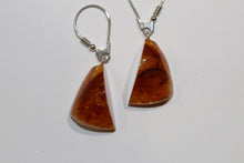 Sterling Silver Amber Triangular Earrings