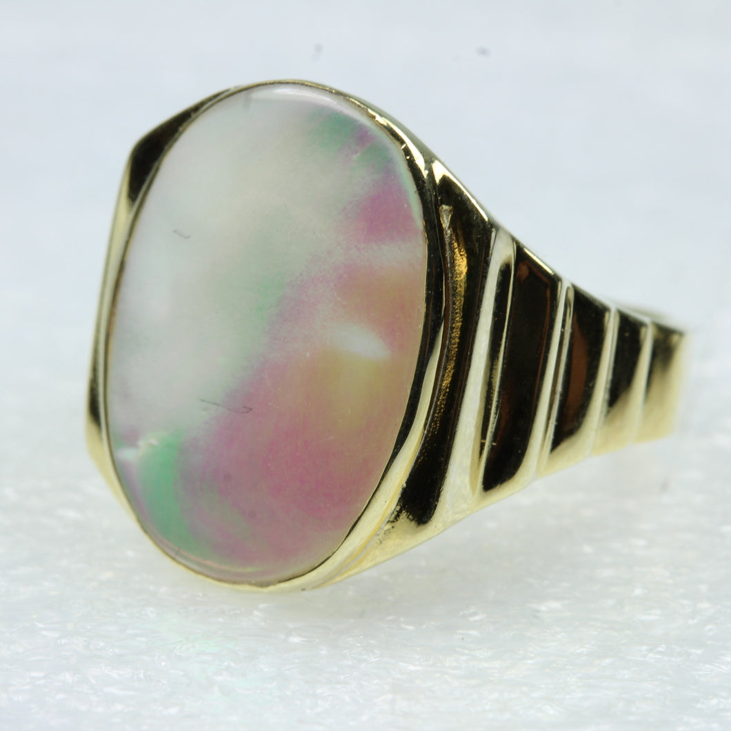 Mother of Pearl Gold Plated Sterling Silver Ring