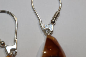 Sterling Silver Amber Triangular Earrings