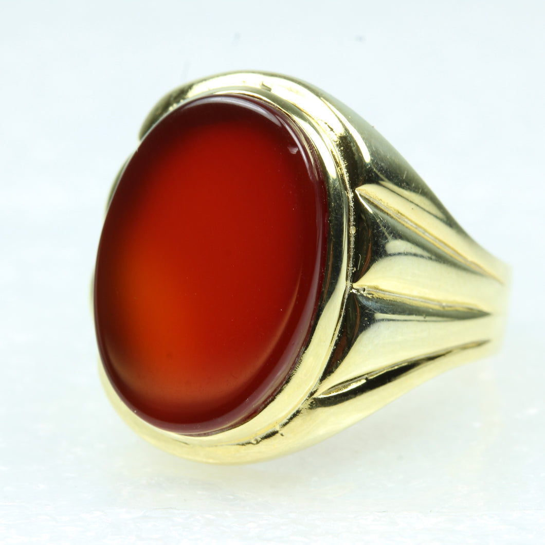 Sterling Silver Gold Plate Carnelian Signet Ring