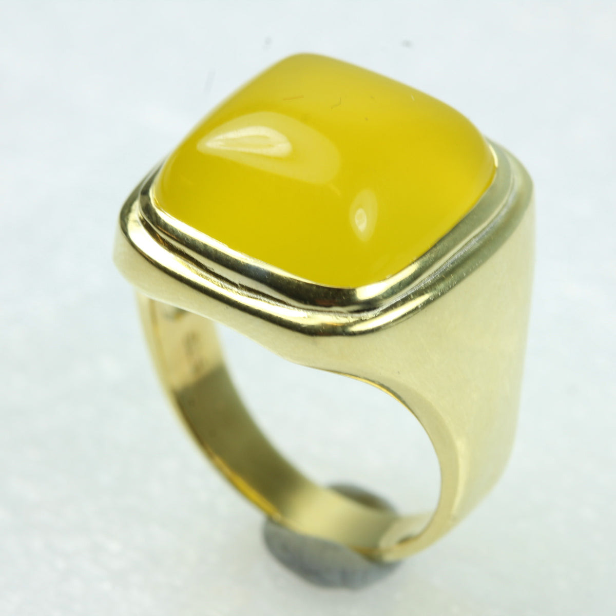 Sterling Silver Gold Plate Yellow Agate Signet Ring