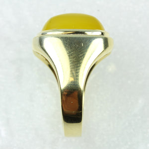 Sterling Silver Gold Plate Yellow Agate Signet Ring