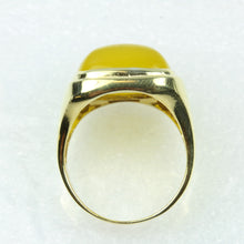 Sterling Silver Gold Plate Yellow Agate Signet Ring