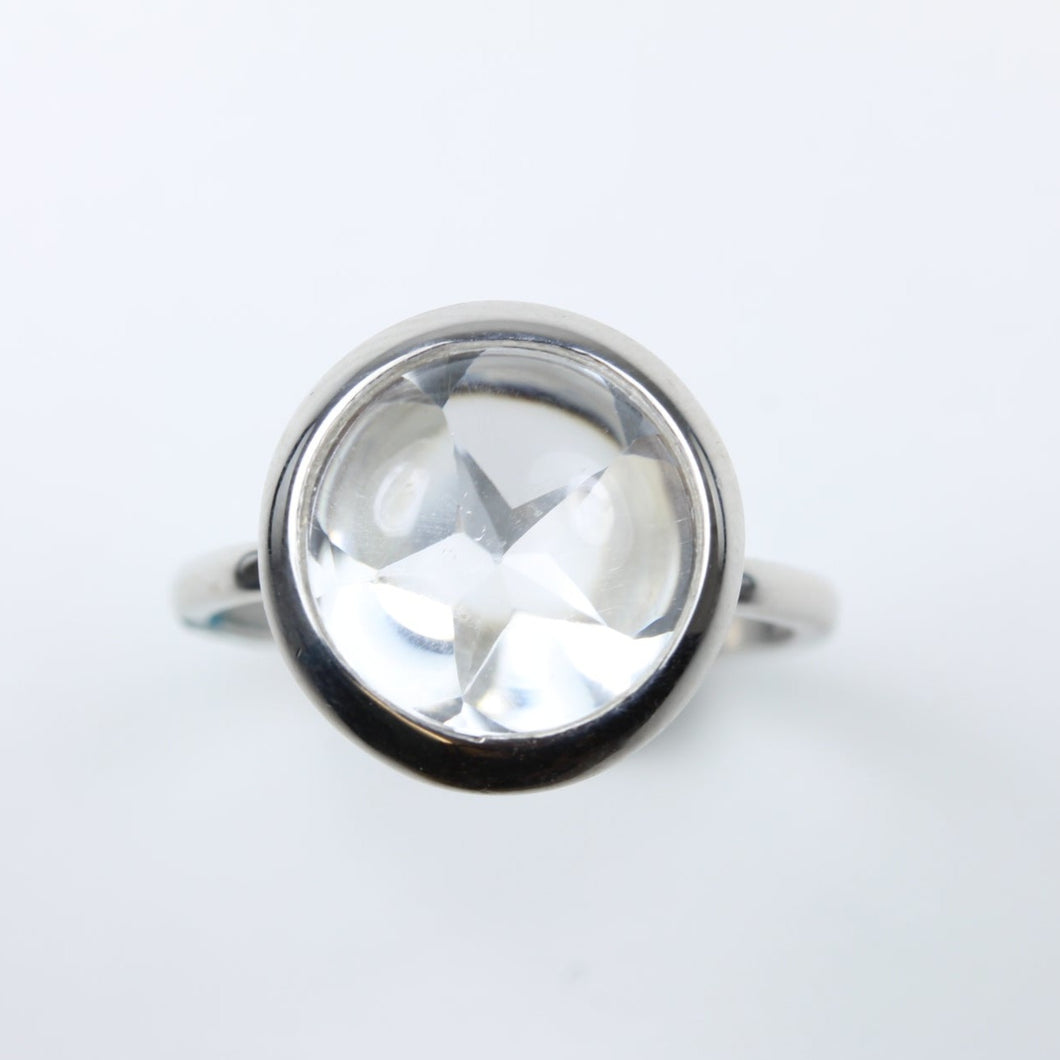 Sterling Silver Rock Crystal Cabochon Ring