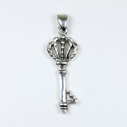 Silver Decorative Crown Shaped Key Pendant