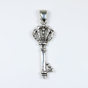 Silver Decorative Crown Shaped Key Pendant