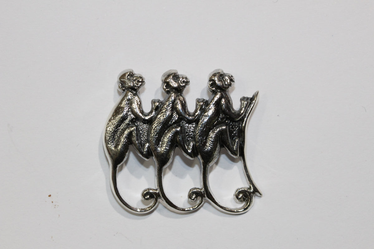 Sterling Silver Three Wise Monkey Pendant