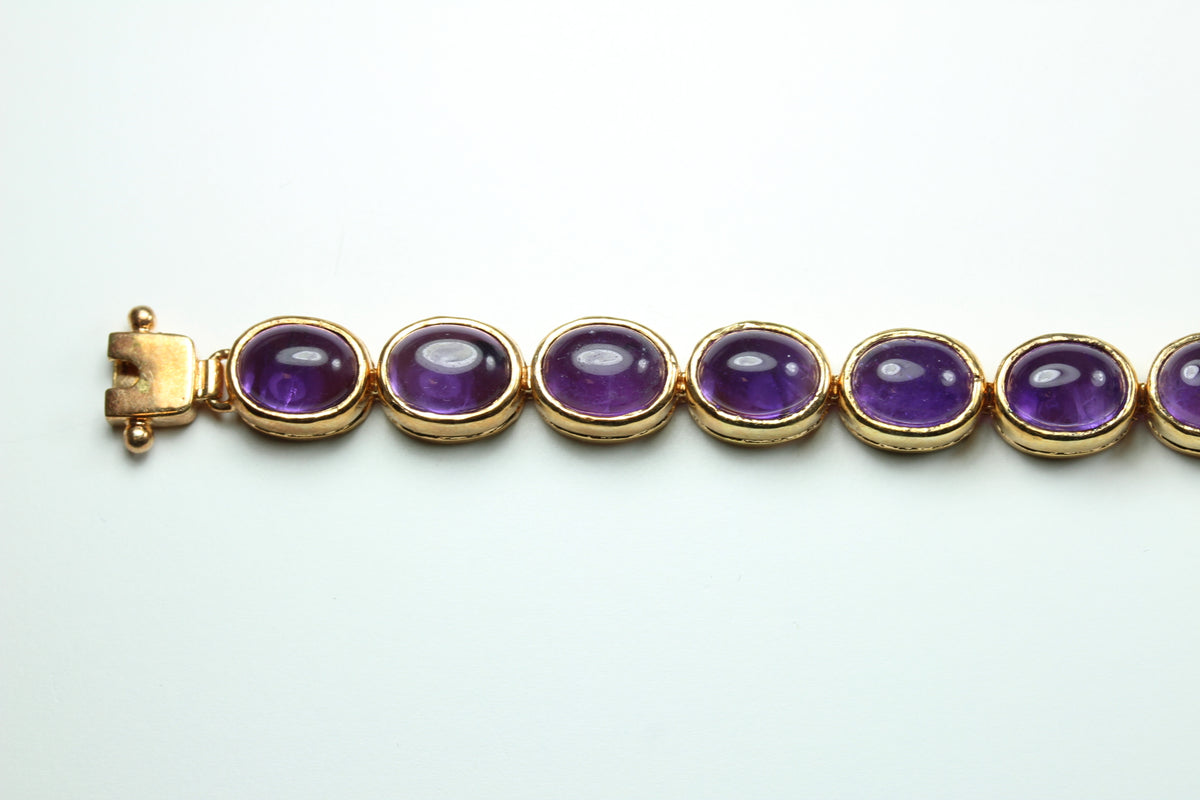 Sterling Silver Rose Gold Plated Amethyst Bracelet