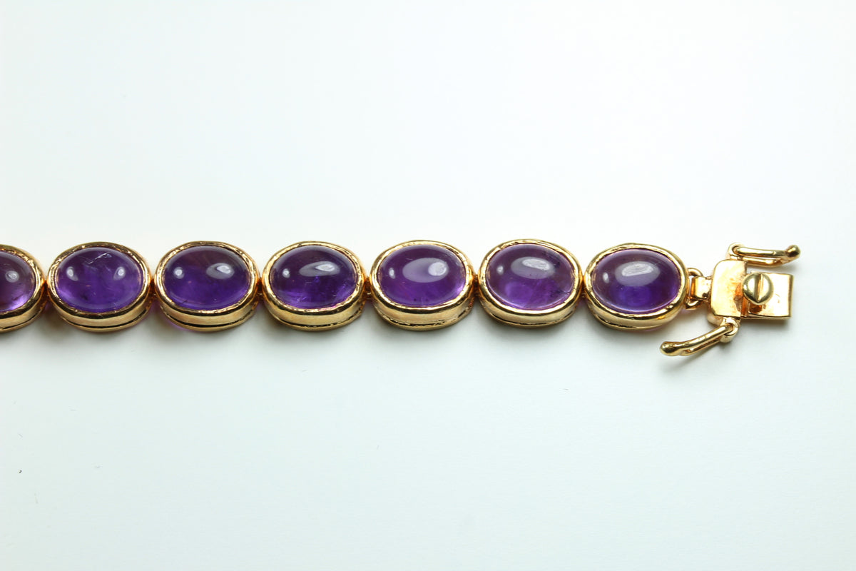 Sterling Silver Rose Gold Plated Amethyst Bracelet