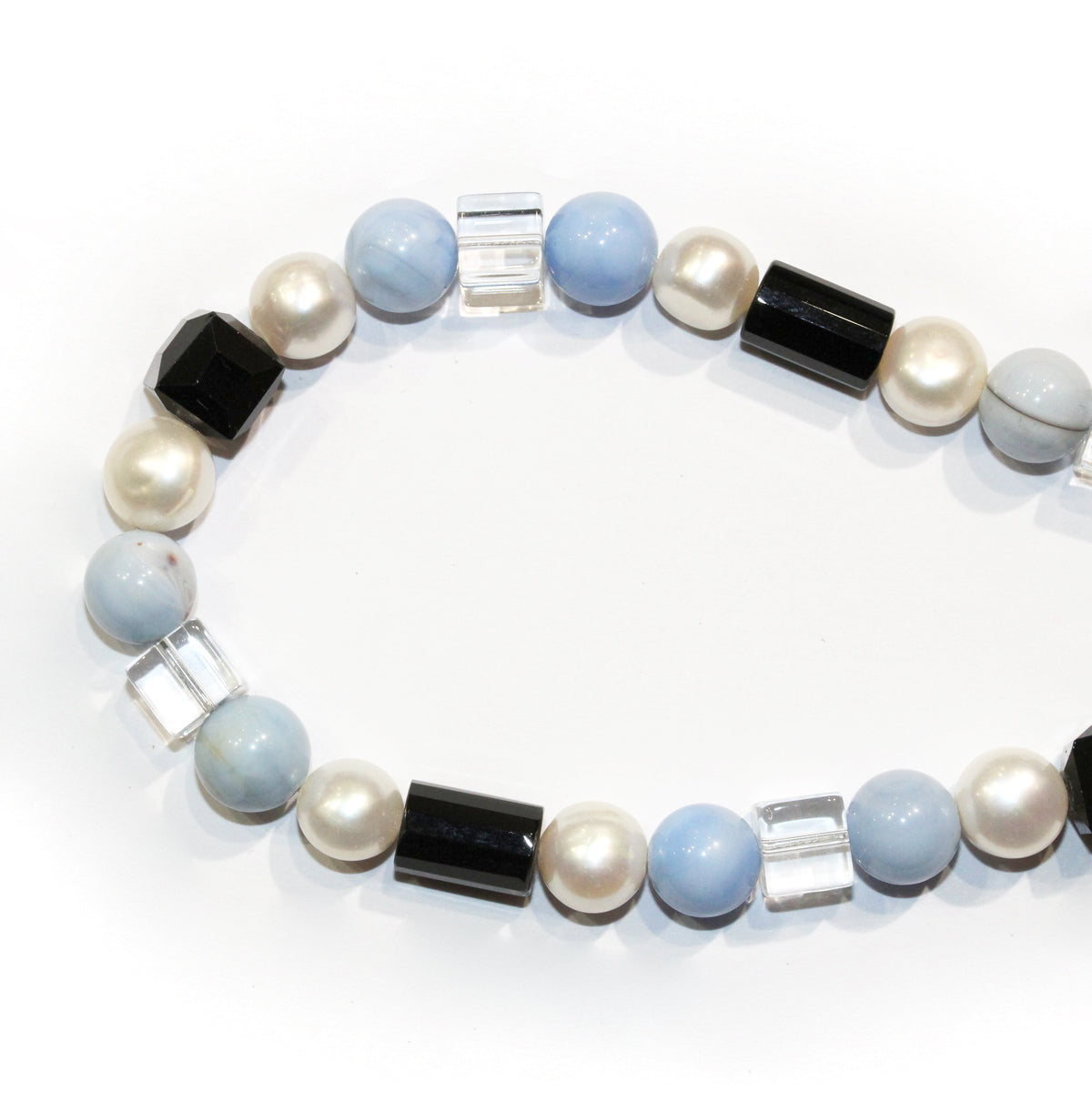Agate, Cultured Pearl, French Jet and Rock Crystal Necklace