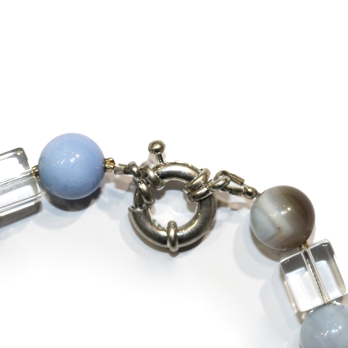 Agate, Cultured Pearl, French Jet and Rock Crystal Necklace